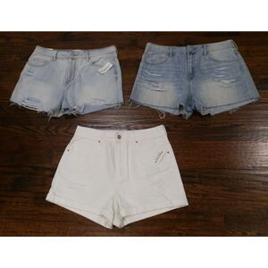 PacSun High Rise/Mom Blue/White Jean Denim Shorts Women's Size 29 Lot of 3 NWT